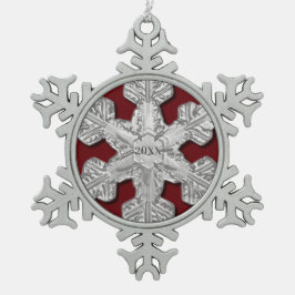 Elegantes Jahr Pewter Gerahmtes Schneeflocken Zinn-Ornament