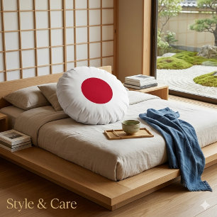 Elegantes Japan-Fahne-Inspiriertes Minimaldesign Rundes Kissen