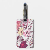 Elegantes japanisches Blumen-Muster Gepäckanhänger (Rückseite vertikal)