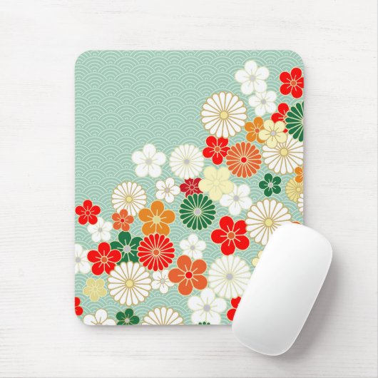 Elegantes japanisches Blumenmuster Mousepad (Mit Mouse)