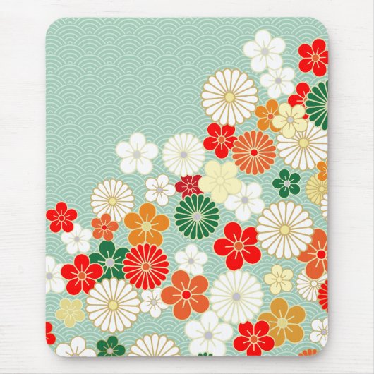 Elegantes japanisches Blumenmuster Mousepad (Vorne)