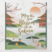 Elegantes japanisches Gartendesign - Sakura Blüten Weinetikett (Einzelnes Label)