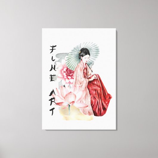 elegantes japanisches Geisha Girl Leinwanddruck (Vorderseite)