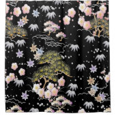 Elegantes japanisches Inspiriertes botanisches Kun Duschvorhang (Vorderseite)