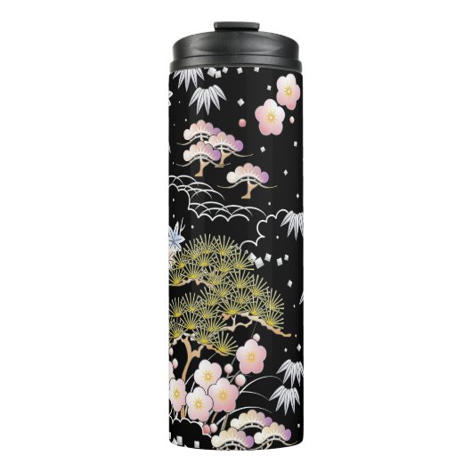 Elegantes japanisches Inspiriertes botanisches Kun Thermosbecher (Vorderseite)