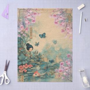 Elegantes japanisches Themed Decoupage Crafting Seidenpapier