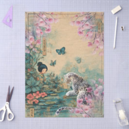 Elegantes japanisches Themed Decoupage Crafting Seidenpapier