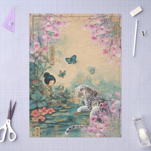 Elegantes japanisches Themed Decoupage Crafting Seidenpapier (Basteln)