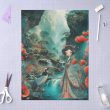 Elegantes japanisches Themed Decoupage Crafting