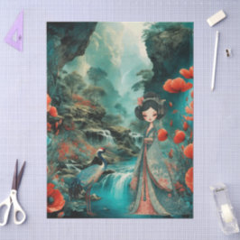 Elegantes japanisches Themed Decoupage Crafting Seidenpapier