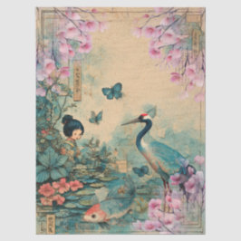 Elegantes japanisches Themed Decoupage Crafting Seidenpapier