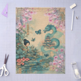 Elegantes japanisches Themed Decoupage Crafting Seidenpapier