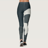 Elegantes japanisches Waves Schwarz-Weiß-Artwork| Leggings (Rückseite)