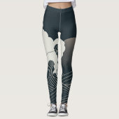 Elegantes japanisches Waves Schwarz-Weiß-Artwork| Leggings (Vorderseite)