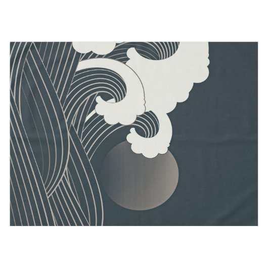 Elegantes japanisches Waves Schwarz-Weiß-Artwork| Tischdecke (Vorderseite (Horizontal))