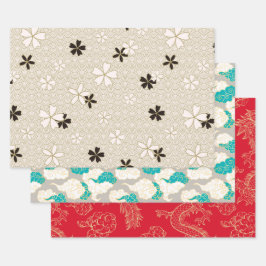 Elegantes japanisches Wrapping Paper | Traditionel Geschenkpapier Set