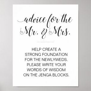 Elegantes Jenga-Hochzeitsschild Poster