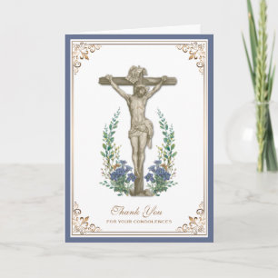 Elegantes Jesus-Kreuz Katholische Beileidsbekundun Dankeskarte