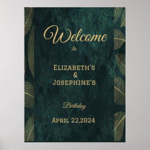 Elegantes Joint Double Birthday Twin Poster