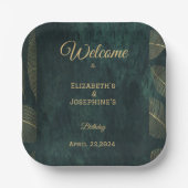 Elegantes Joint Double Birthday Twin Poster Pappteller (Vorderseite)