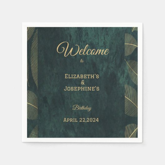 Elegantes Joint Double Birthday Twin Poster Serviette (Vorderseite)