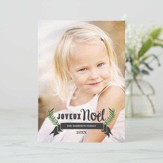 Elegantes Joyeux Weihnachten Rustikale Schneeflock (Stehend Vorderseite)