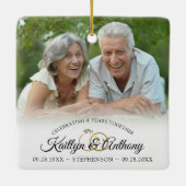 Elegantes Jubiläum 2 Foto Kalligrafie-Skript Keramikornament (Rückseite)