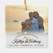 Elegantes Jubiläum 2 Foto Kalligrafie-Skript Keramikornament (Vorderseite)