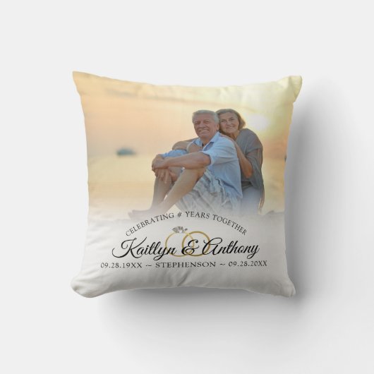 Elegantes Jubiläum Foto-Kalligraphie-Skript Kissen (Vorderseite)