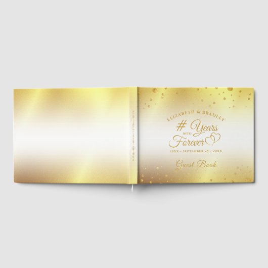 Elegantes Jubiläum Gold Hört JAHRE IN FEIER Gästebuch (Voll)