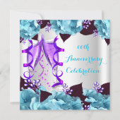 Elegantes Jubiläum Party Aquamarin Blau Lila 2 Einladung (Vorderseite)