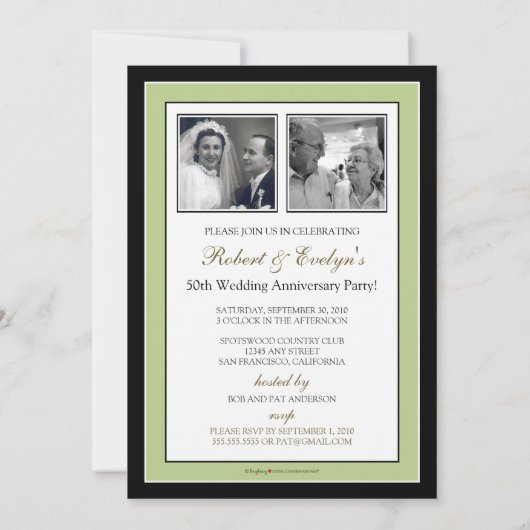 Elegantes Jubiläum Party Custom Invitation (Weise) Einladung (Rückseite)