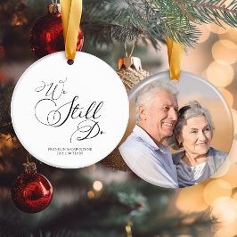 Elegantes Jubiläum Vow Renewal Foto Weihnachten Keramik Ornament