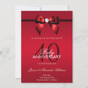 Elegantes Jubiläumsband & Schleife 40. Hochzeitsta Save The Date