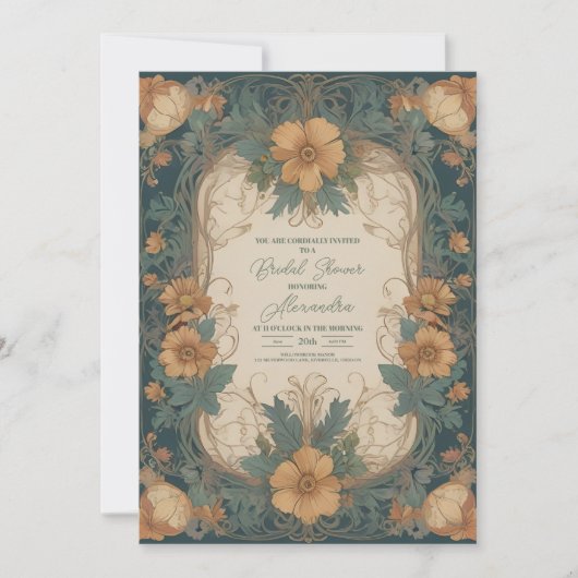 Elegantes Jugendstil-Brautparty Einladung (Vorderseite)