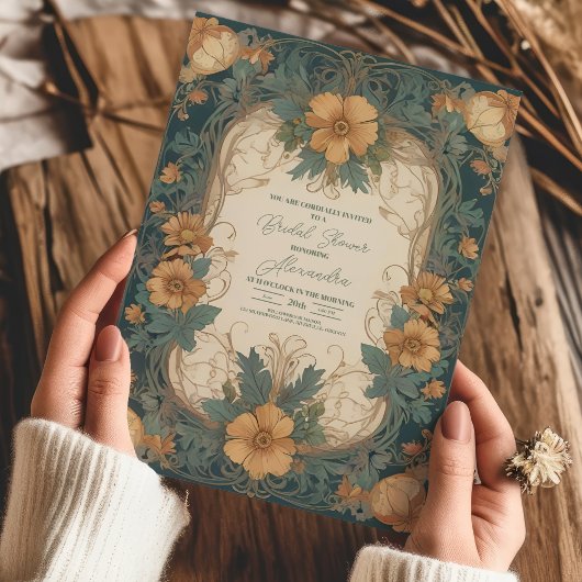 Elegantes Jugendstil-Brautparty Einladung