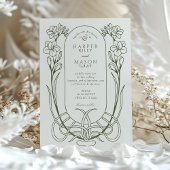 Elegantes Jugendstil Freesia Line Art Wedding Einladung