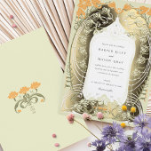 Elegantes Jugendstil Hochzeit Blumendesign Folieneinladung