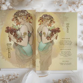 Elegantes Jugendstil-Hochzeitmenü Karte Herbstfarb