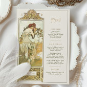 Elegantes Jugendstil Hochzeitsmenü Einladung