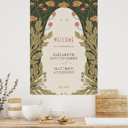 Elegantes Jugendstil-Hochzeitssymbol Poster (Küche)