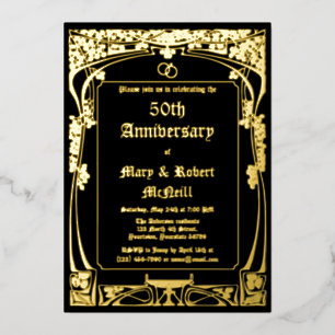 Elegantes Jugendstil-Hochzeitstag Folieneinladung