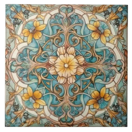 elegantes Jugendstil-Muster Fliese (Vorderseite)