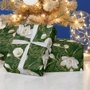 Elegantes Jugendstil-Muster im südlichen Magnolien Geschenkpapier