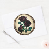 Elegantes Jugendstil Schwarze Rose Design Runder Aufkleber (Umschlag)