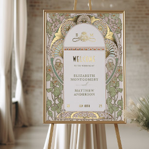 Elegantes Jugendstil-Willkommenszeichen Foliendrucke