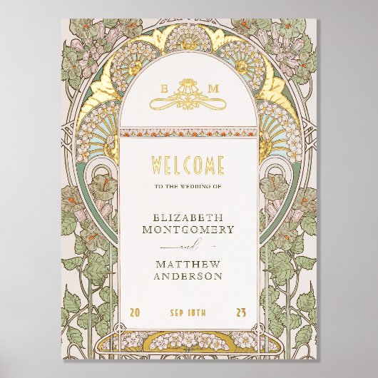 Elegantes Jugendstil-Willkommenszeichen Foliendrucke (Vorderseite)