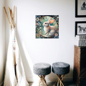 Elegantes Jugendstilkaninchen in Ostern mit Blumen Poster