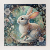 Elegantes Jugendstilkaninchen in Ostern mit Blumen Puzzle (Vertikal)