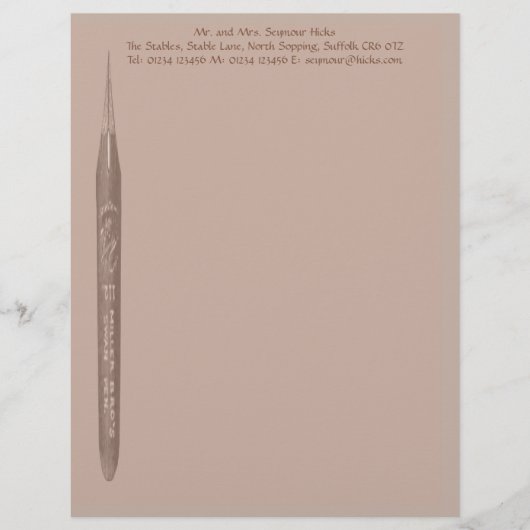 Elegantes Kaffee-Stift-Spitzen-Briefpapier Briefbogen (Vorderseite)